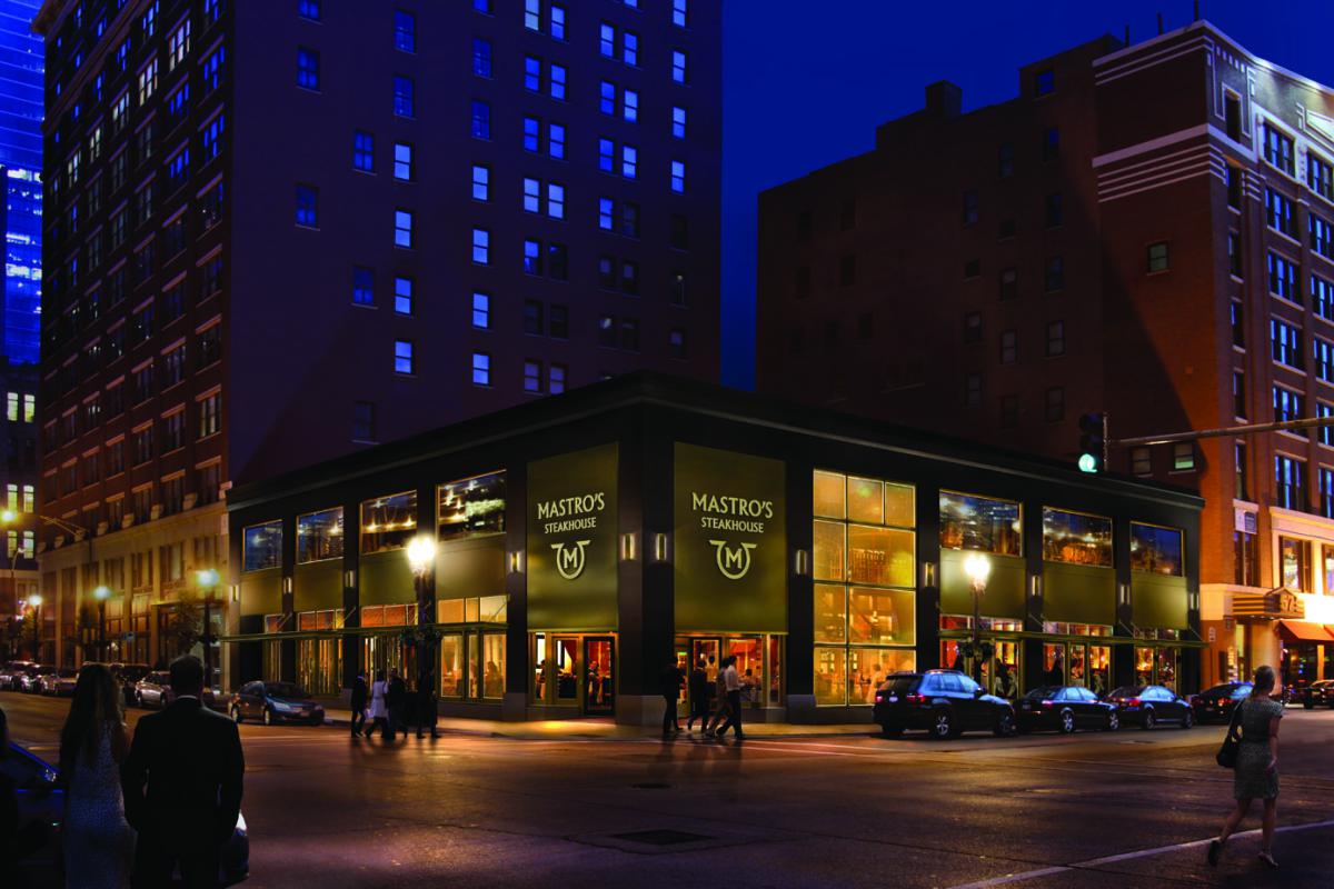 Exterior of 520 N Dearborn at night