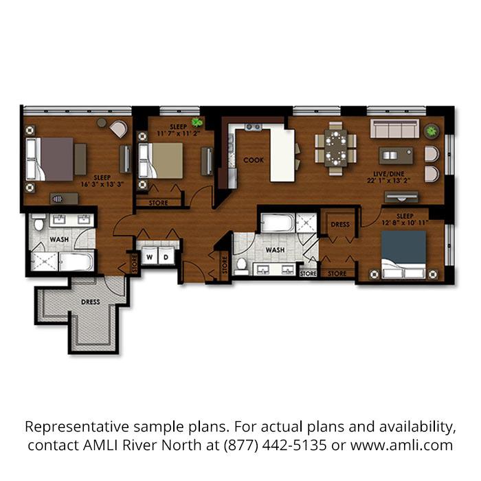 AMLI River North Floor plan