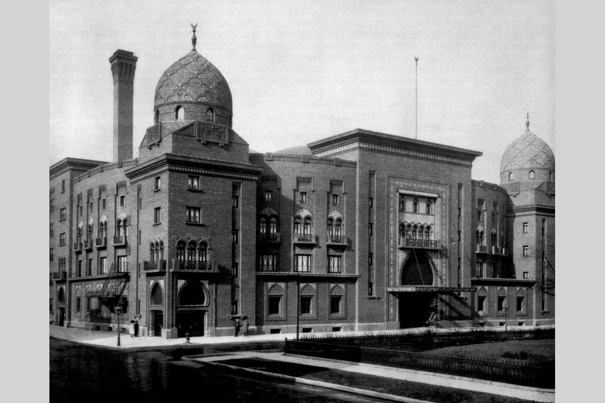Medinah Temple Exterior Historic Black and White